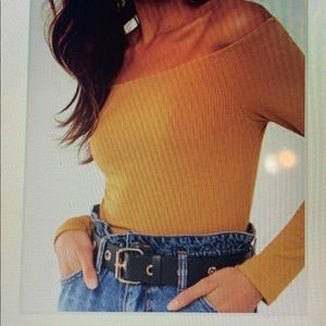 Ribbed off the shoulder bodysuit